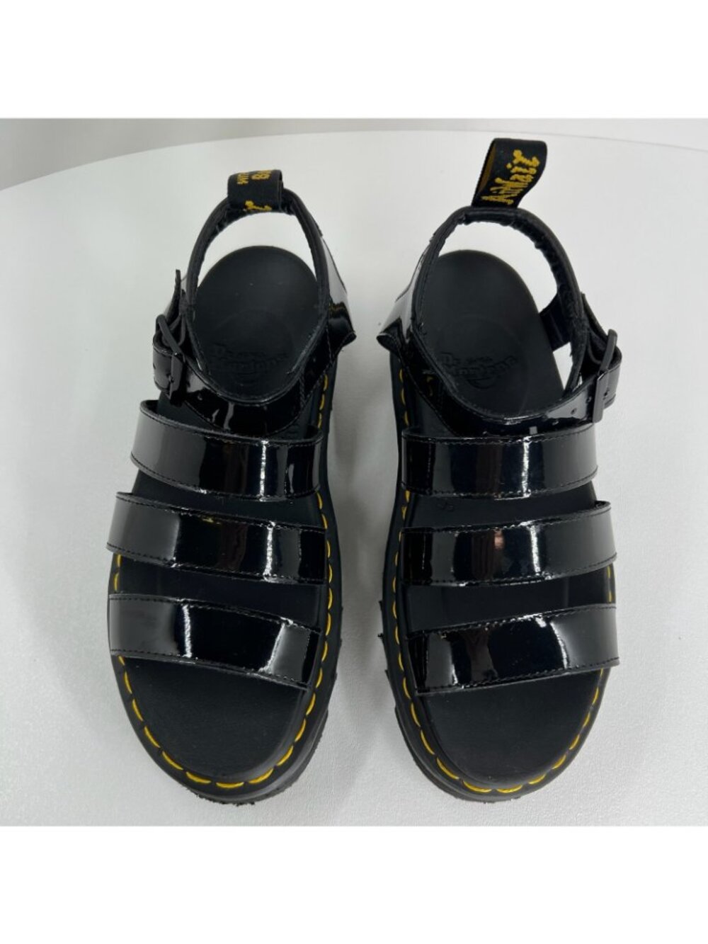Dr. Martens Blaire Patent Leather Platform Sandals US 8 Adjustable Strappy Black - Picture 7 of 13